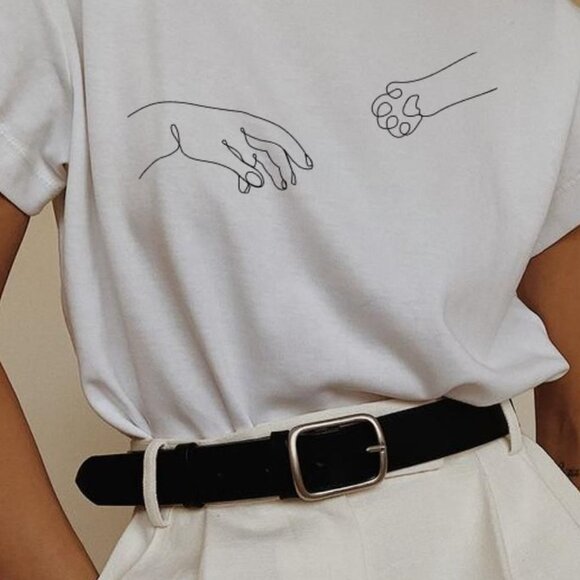 Tops - Cat Paw Hand Shirt, Funny Tshirt, Graphic Tee